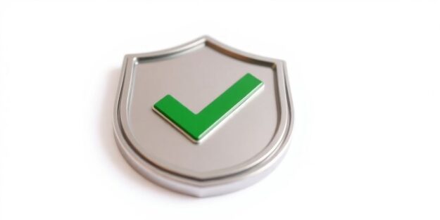 Cyber Essentials checklist badge with shield and tick.