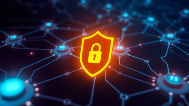Digital shield protecting interconnected network nodes.