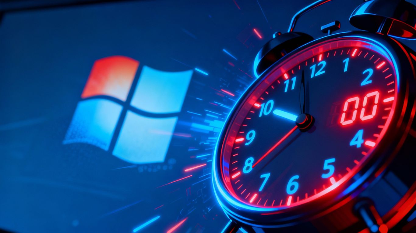 Windows 10 end of support countdown clock.