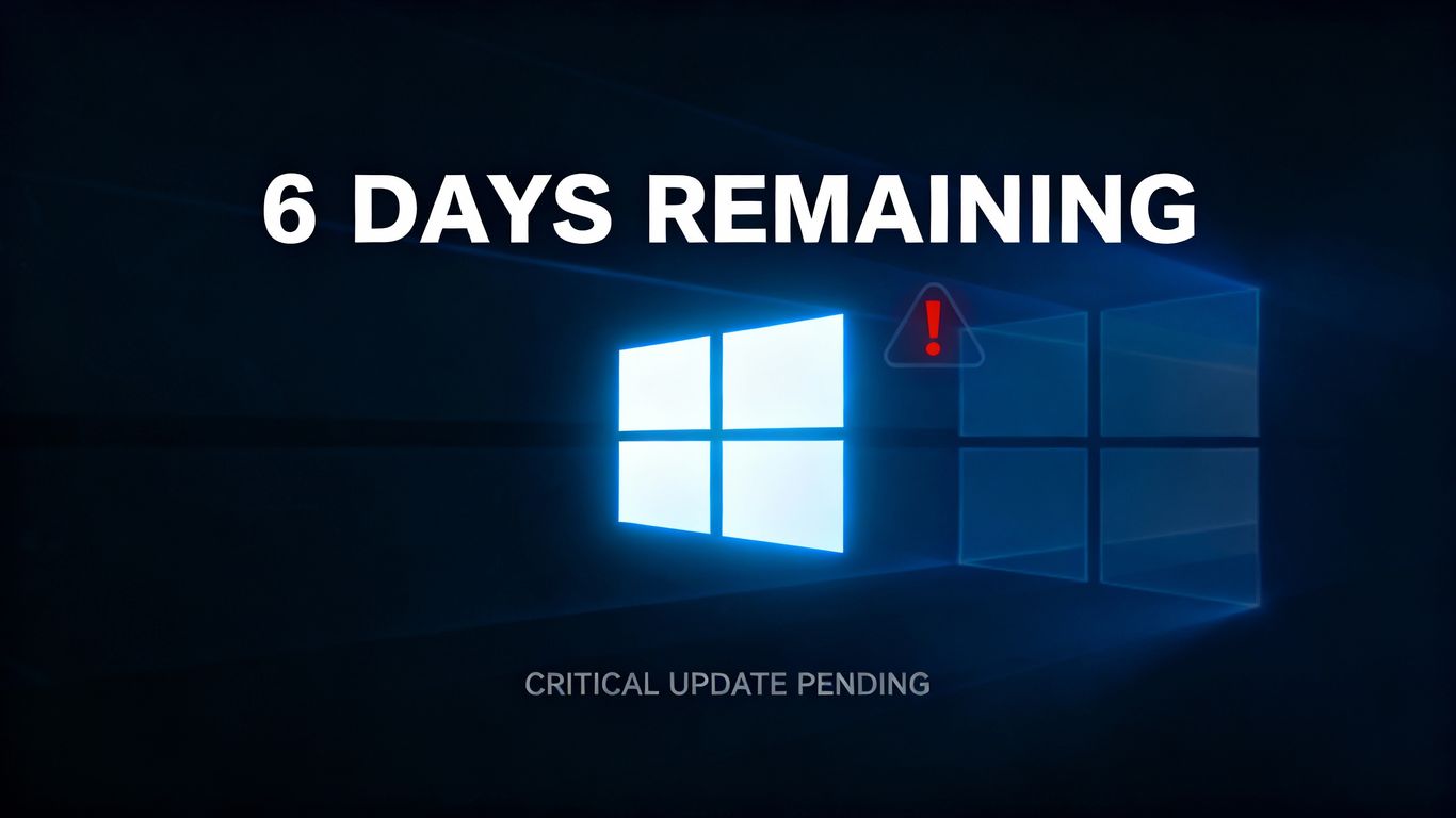 Windows 10 countdown clock with alert graphic.