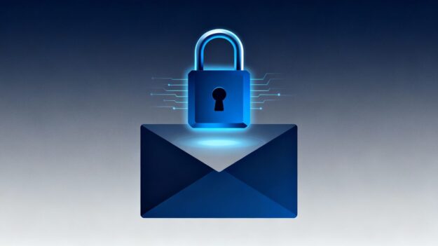 Digital padlock protecting an email envelope.