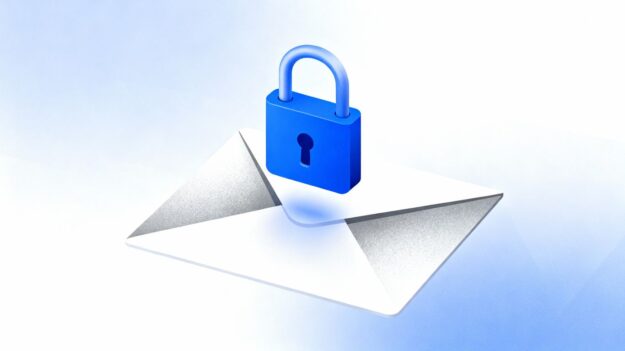 Digital padlock securing an email envelope.