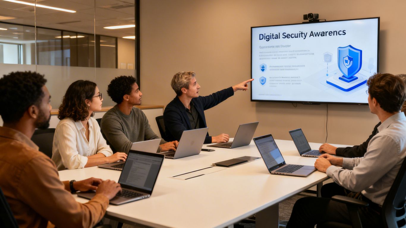 Staff attending a phishing awareness training session.