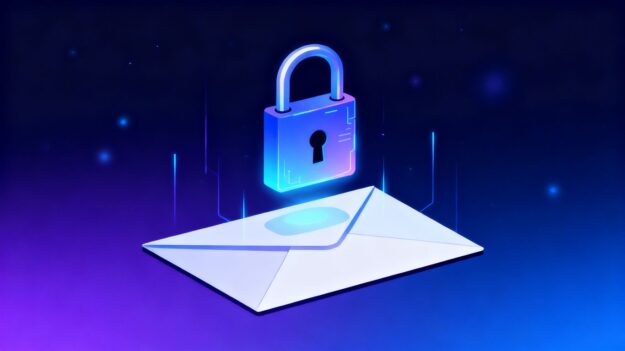 Padlock protecting an email envelope.