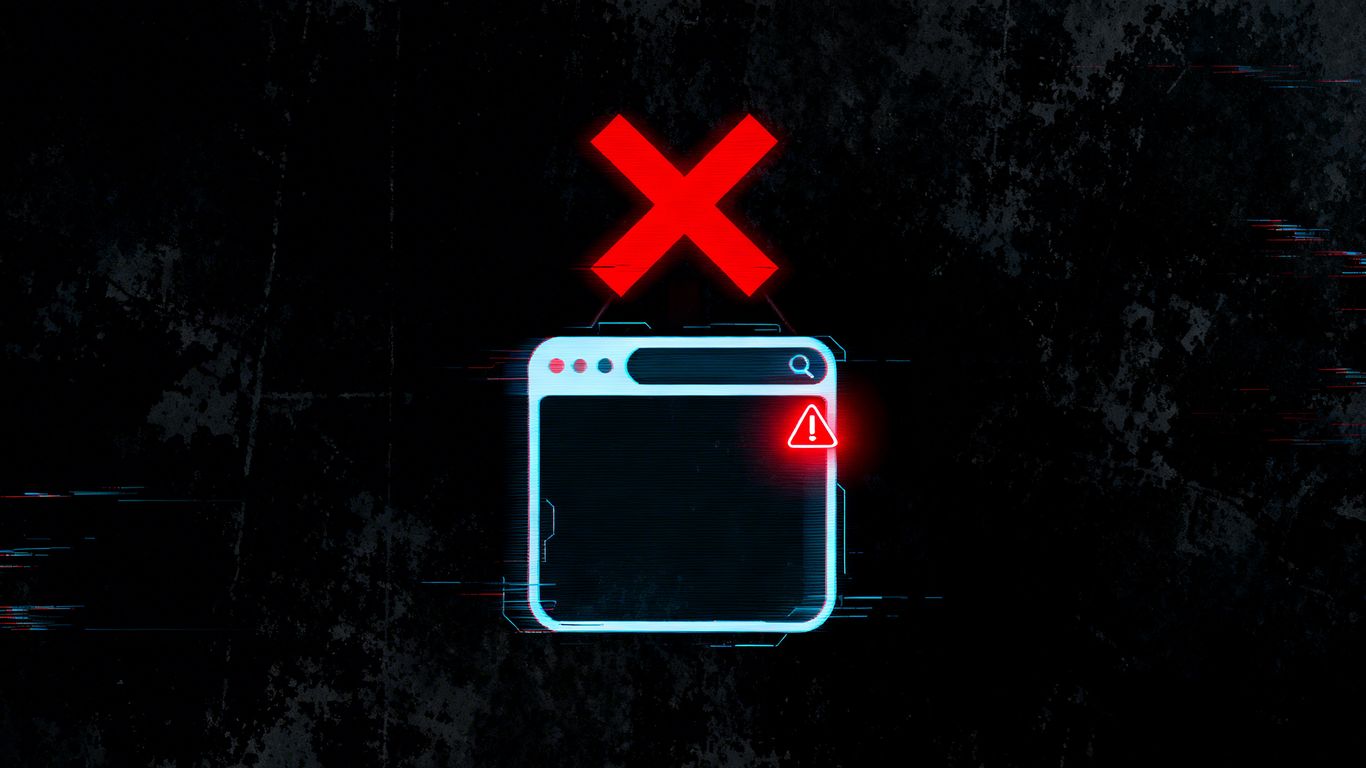 Warning symbol over a new AI browser icon.