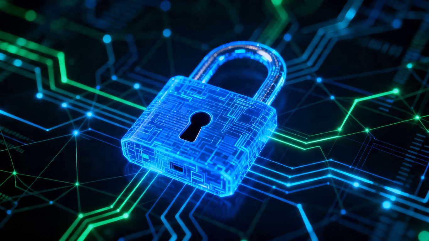 Digital padlock securing a network.