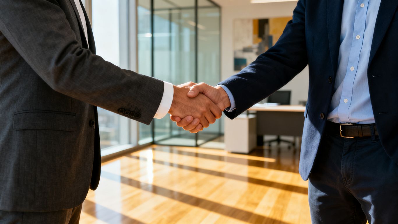 Handshake sealing a UK contract deal.