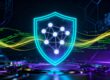 Digital shield protecting network nodes and flowing code.