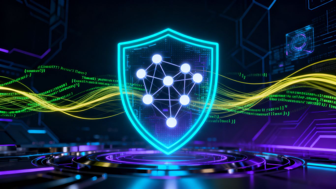 Digital shield protecting network nodes and flowing code.